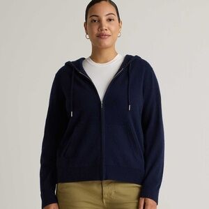 Quince Mongolian Cashmere Full-Zip Hoodie In True Navy S